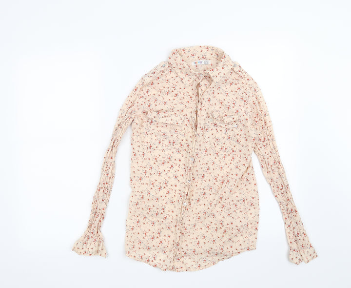 Denim CO Womens Pink Floral Basic Button-Up Size 10