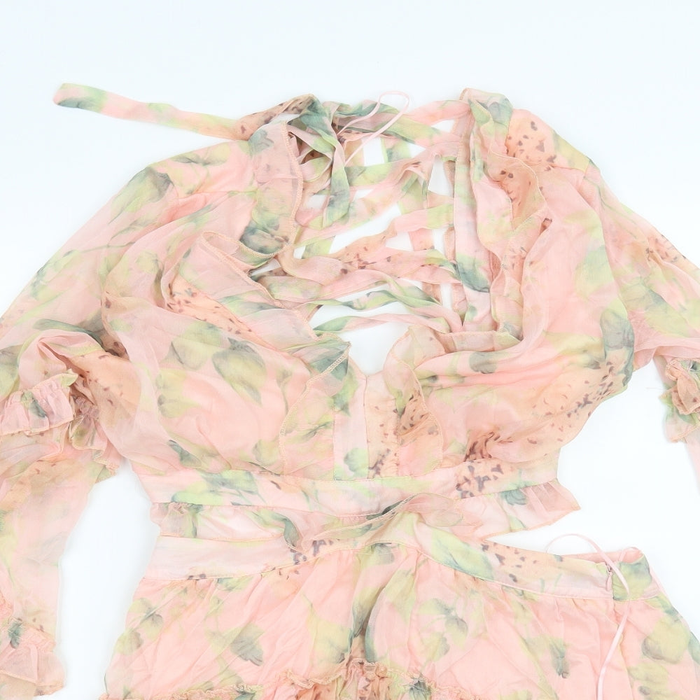Quiz Womens Pink Floral  Fit & Flare  Size 12