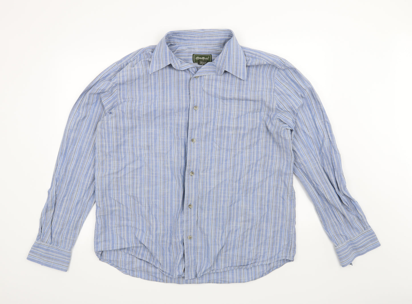 Eddie Bauer Mens Blue Striped   Button-Up Size L