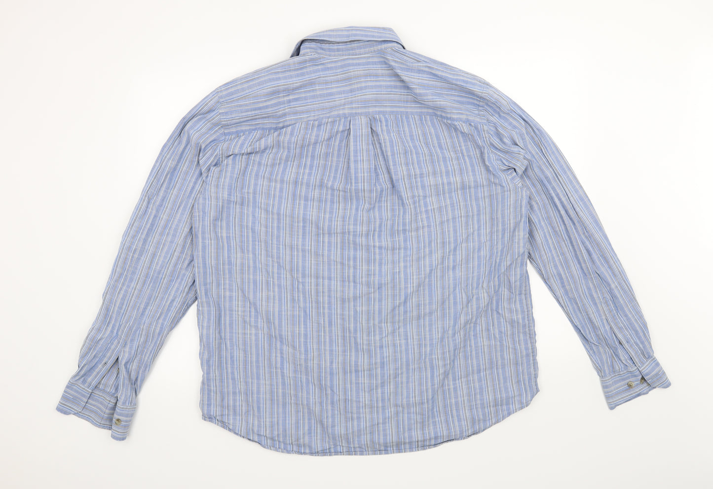 Eddie Bauer Mens Blue Striped   Button-Up Size L