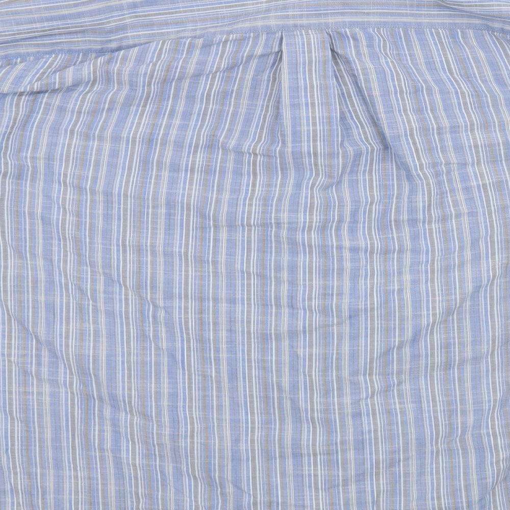 Eddie Bauer Mens Blue Striped   Button-Up Size L