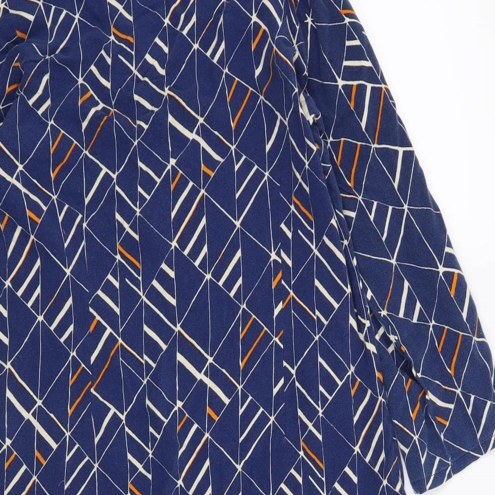 Preworn Womens Blue Geometric  Tunic Blouse Size L