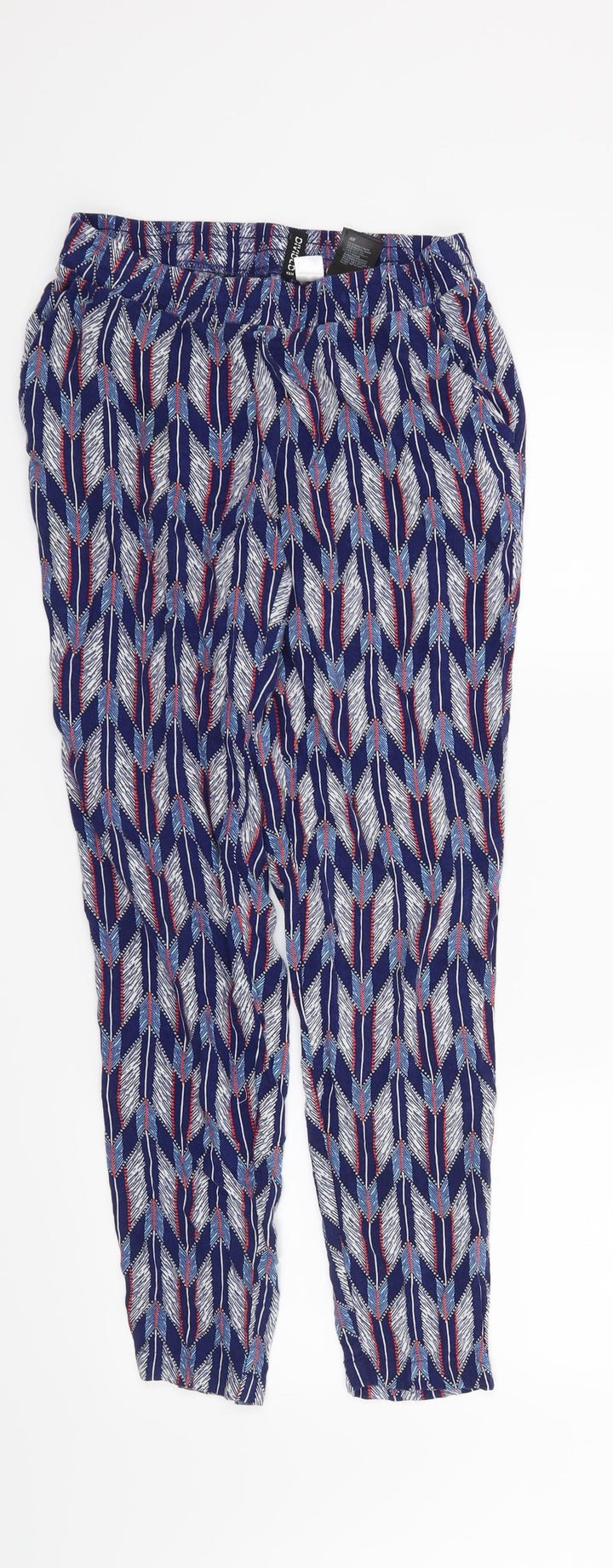 H&M Womens Blue Geometric  Trousers  Size 6 L29 in
