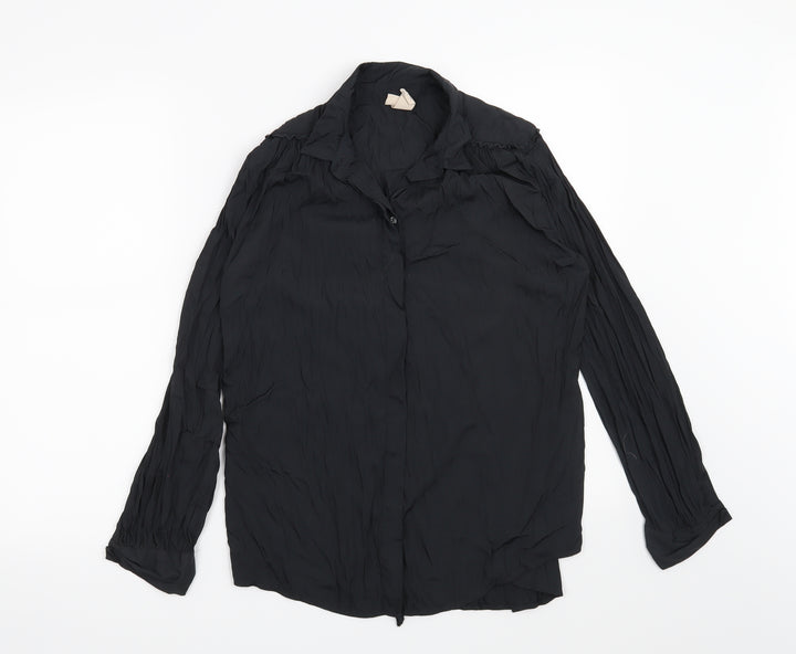 H&M Womens Black   Basic Button-Up Size 6