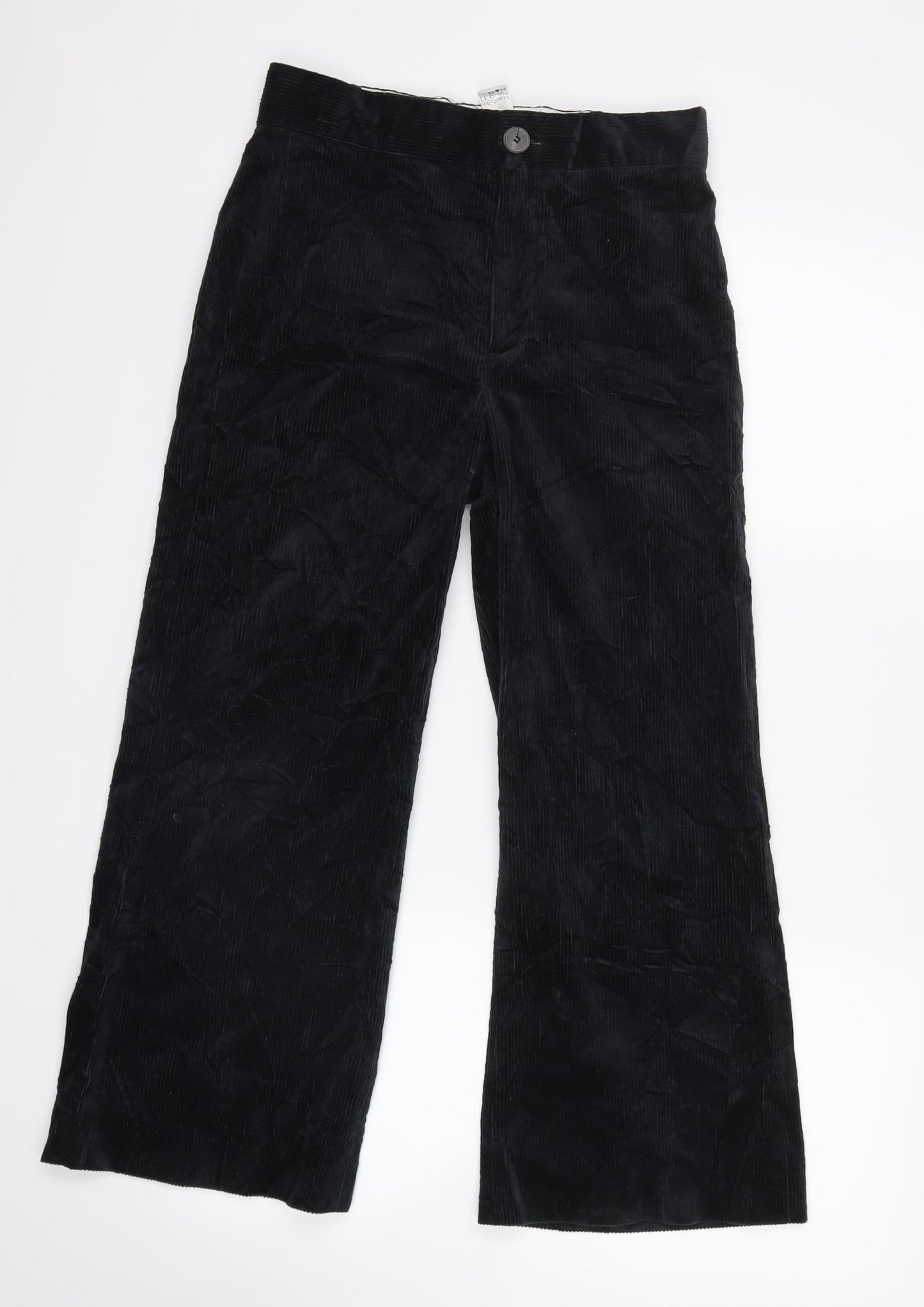 Zara Womens Black  Velvet Trousers  Size 6 L24 in