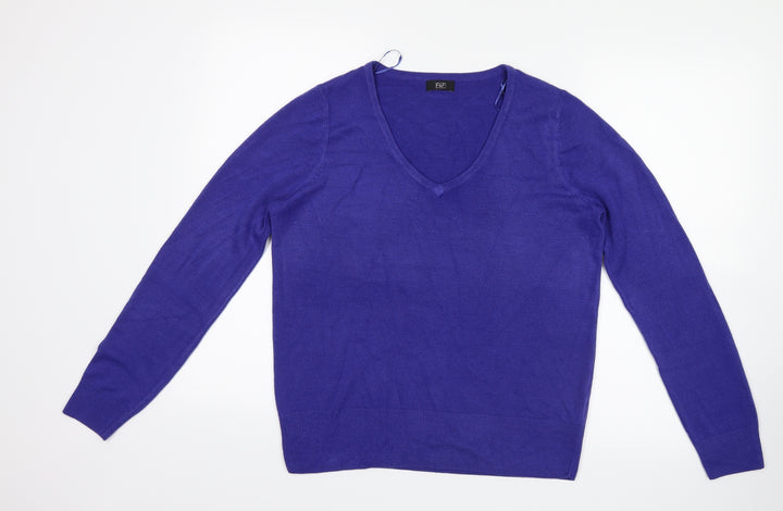 F&F Womens Blue  Knit Pullover Jumper Size 14