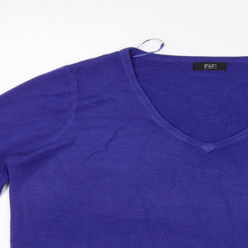 F&F Womens Blue  Knit Pullover Jumper Size 14