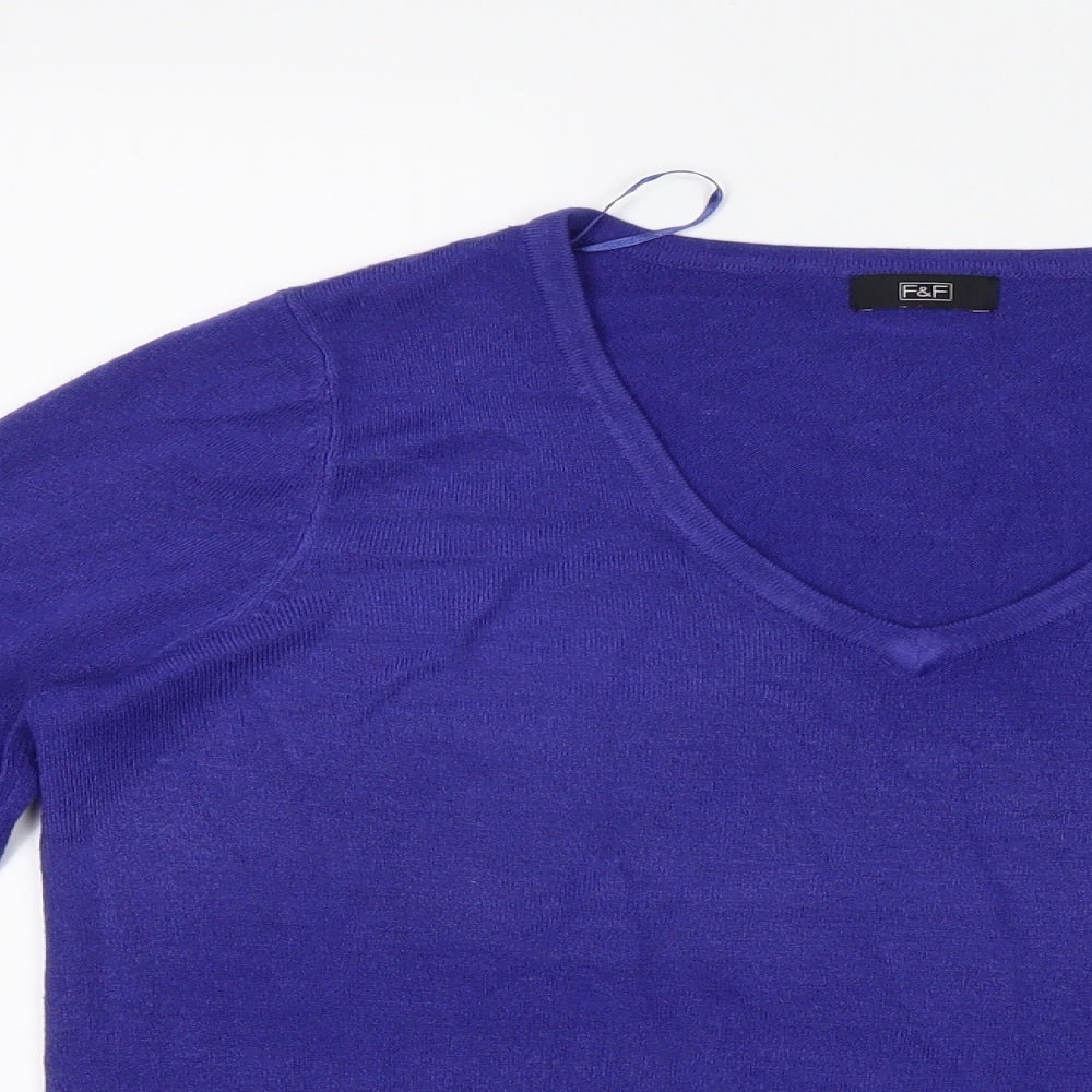 F&F Womens Blue  Knit Pullover Jumper Size 14