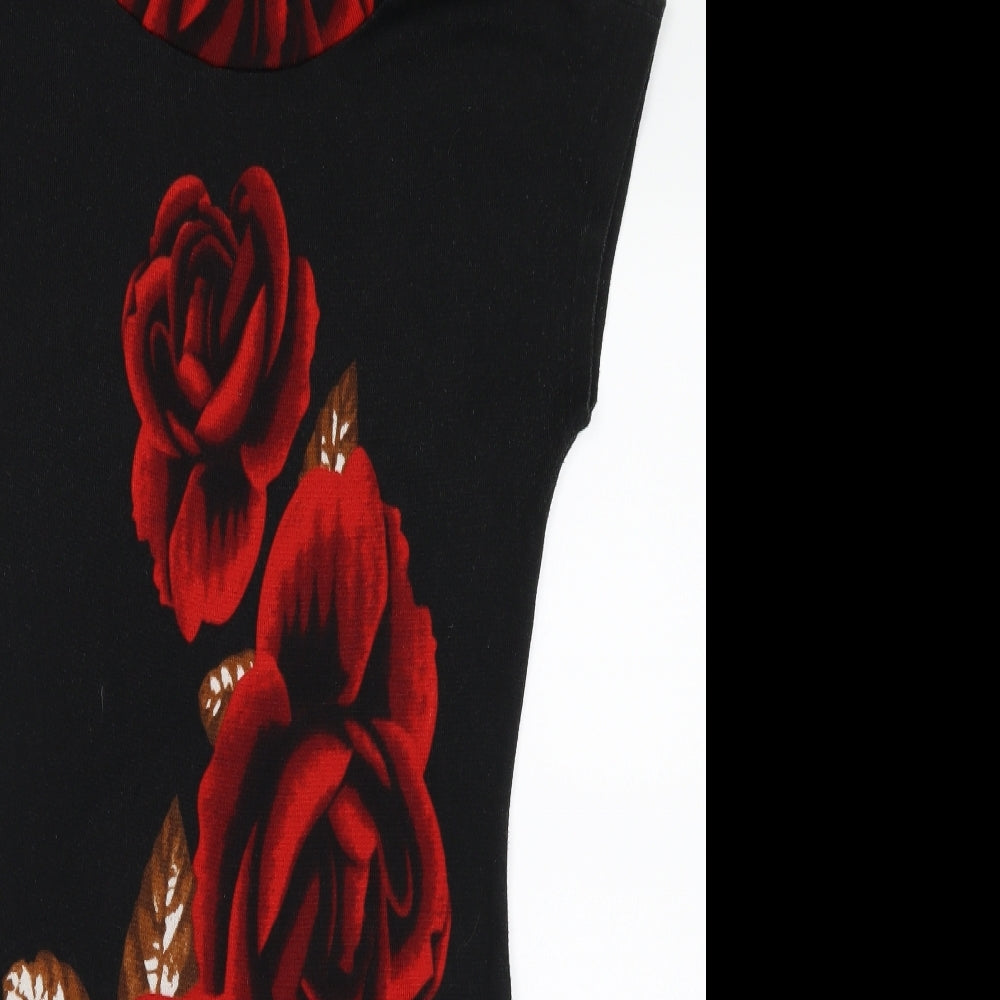 Select Womens Red Floral  Shirt Dress  Size M