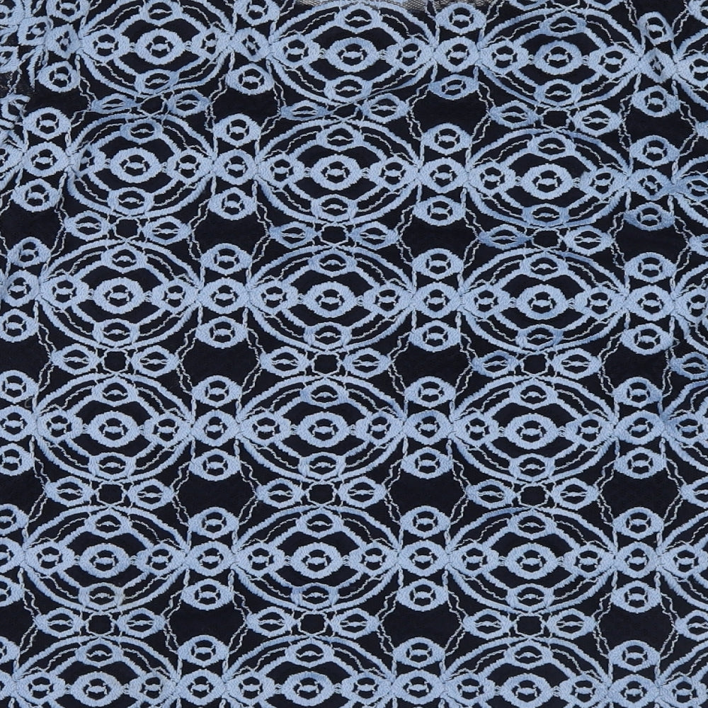 Marks and Spencer Womens Blue Geometric  Basic Blouse Size 12  - Lace detail