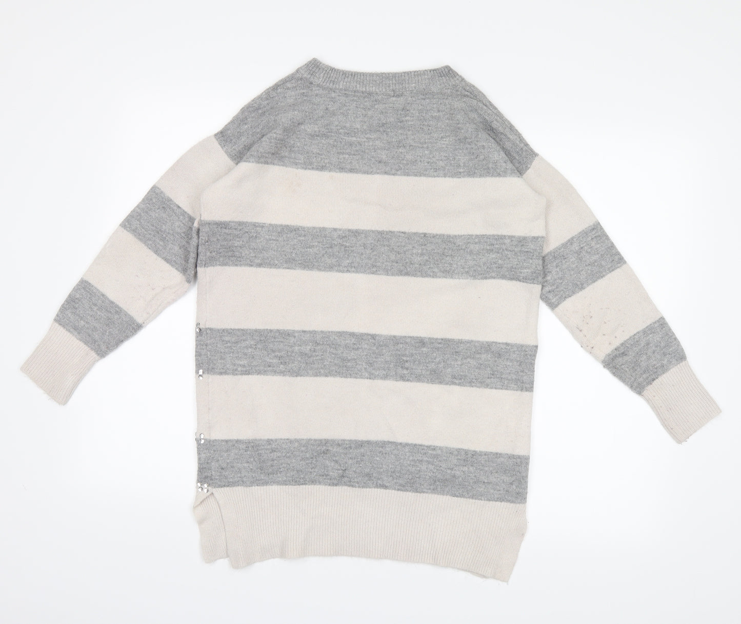 George Womens Grey Striped Knit Pullover Jumper Size 8