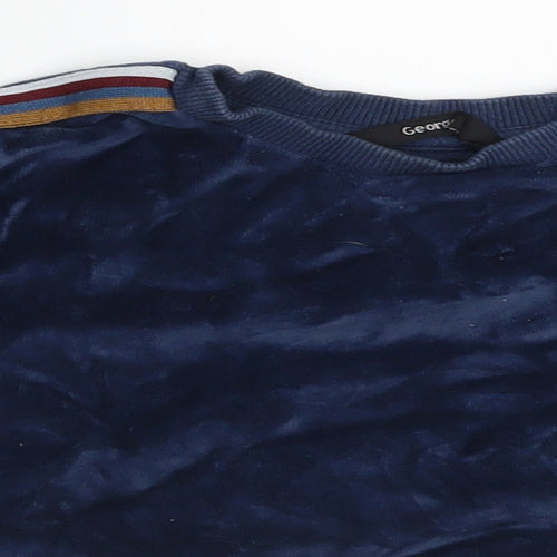 George Boys Blue  Velvet Pullover Jumper Size 18-24 Months