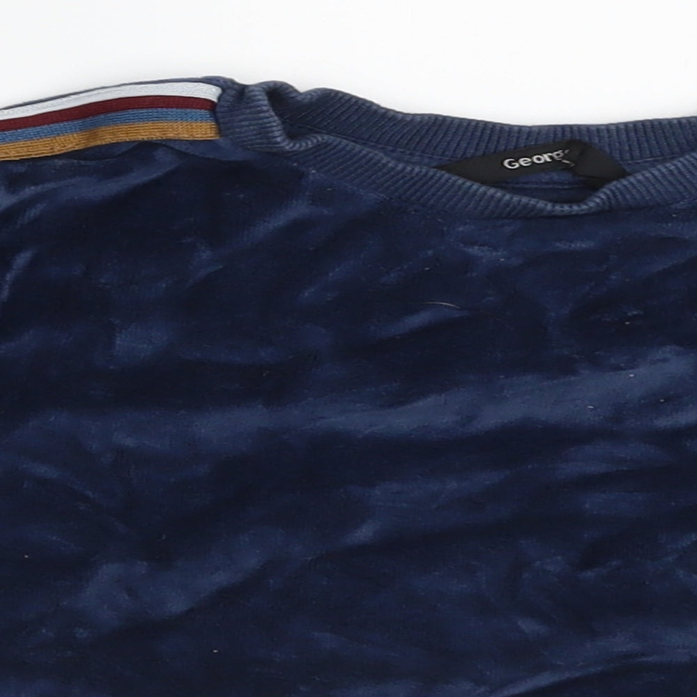 George Boys Blue  Velvet Pullover Jumper Size 18-24 Months