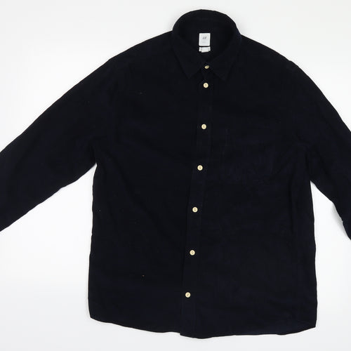 H&M Mens Blue  Velvet  Button-Up Size M