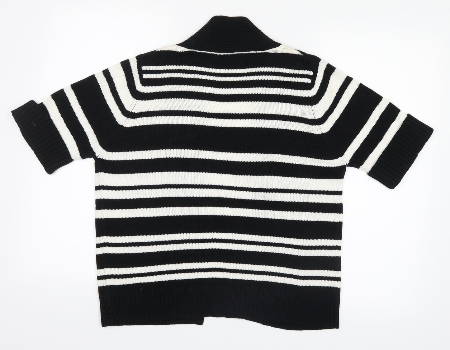 BHS Womens Black Striped Knit Cardigan Jumper Size 14