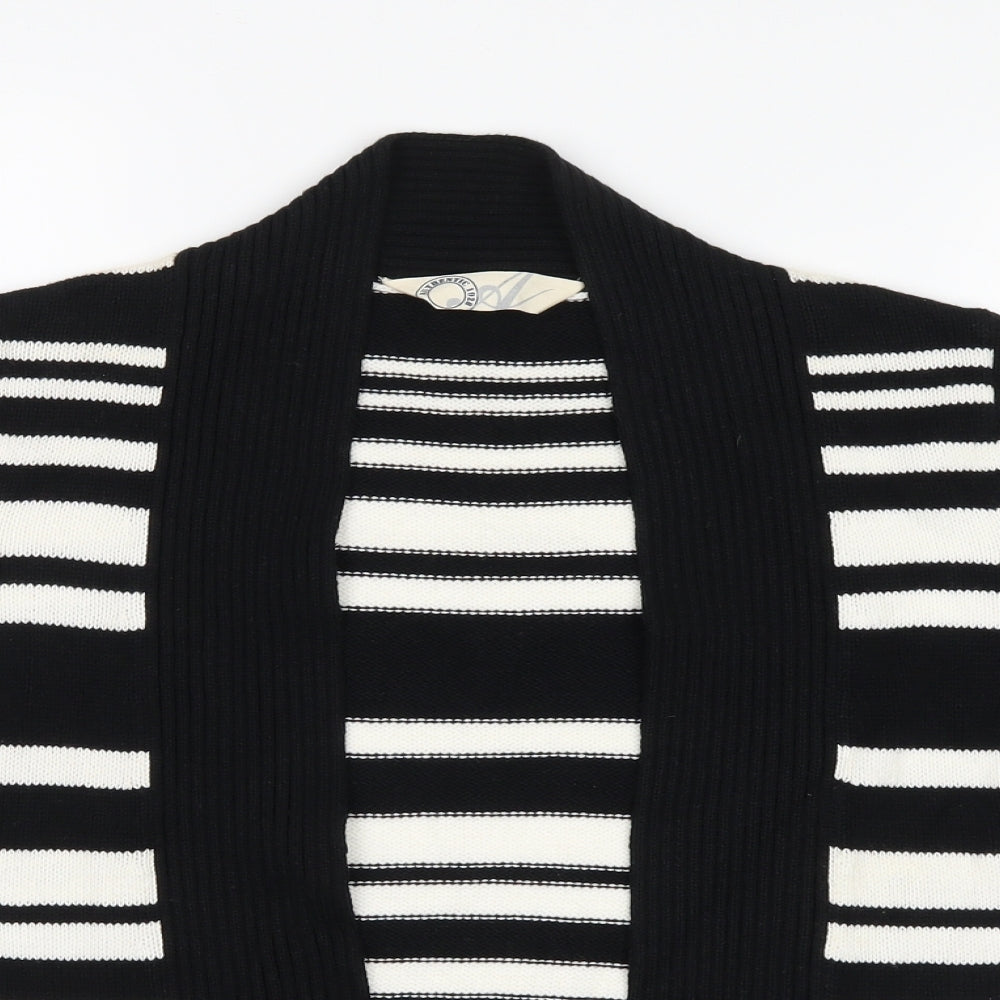 BHS Womens Black Striped Knit Cardigan Jumper Size 14