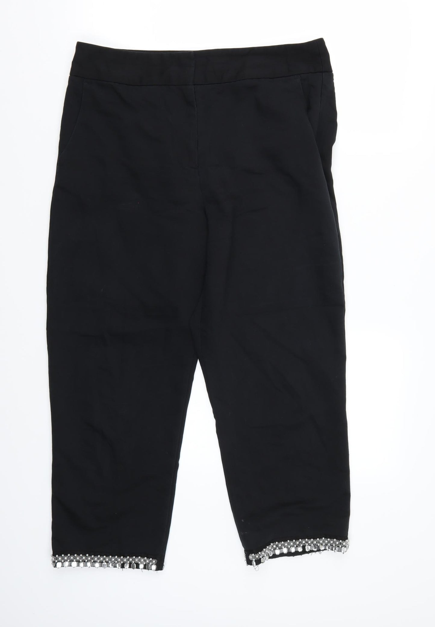 Riverisland Womens Black   Cropped Trousers Size 14 L24 in