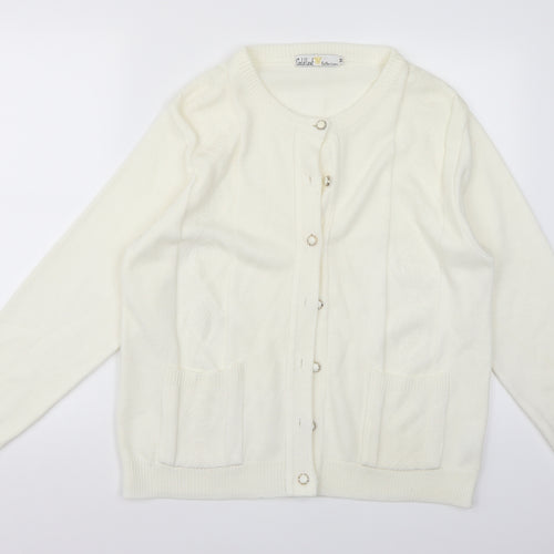 Goldleaf Womens White   Cardigan Jumper Size M