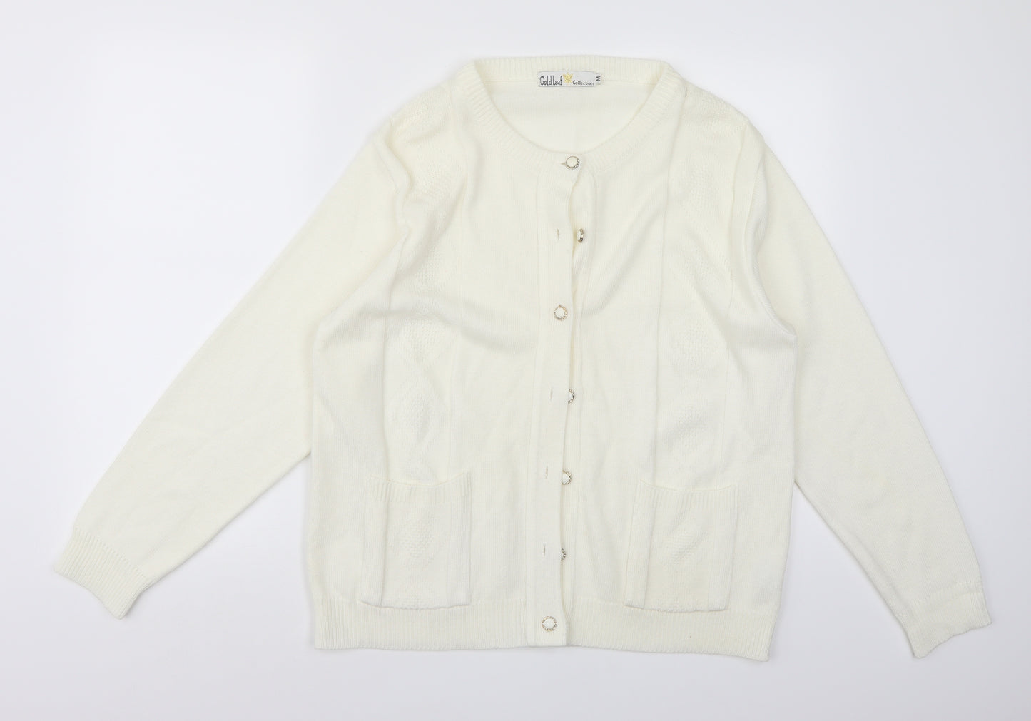 Goldleaf Womens White   Cardigan Jumper Size M