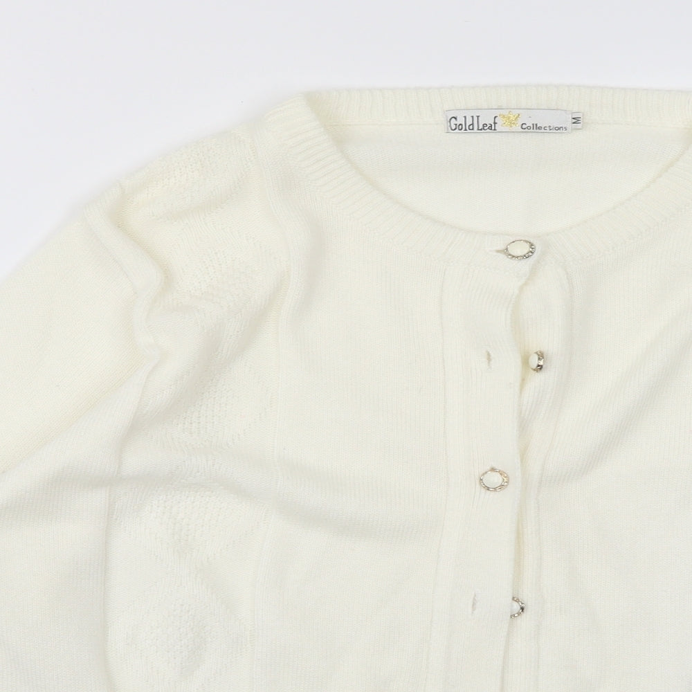 Goldleaf Womens White   Cardigan Jumper Size M
