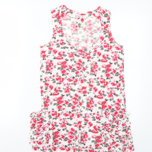 Denim Womens White Floral  Basic T-Shirt Size 8