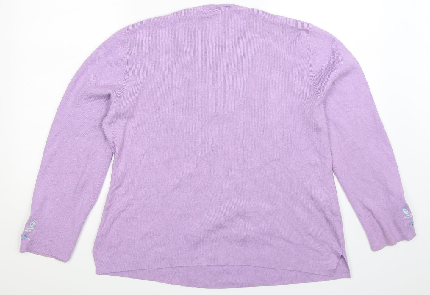 Classics Womens Purple Floral Knit Pullover Jumper Size 20