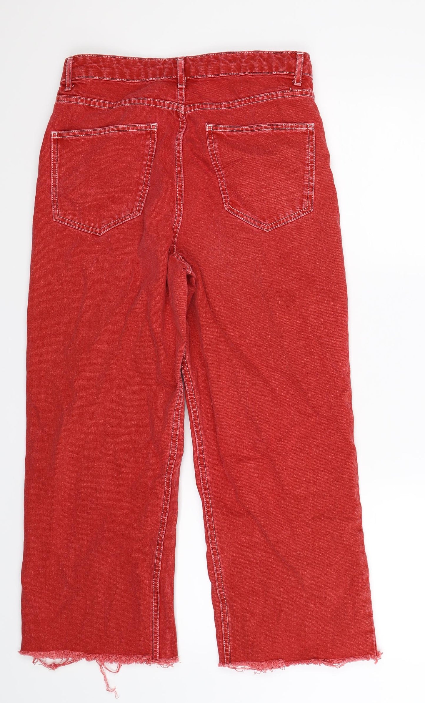 Zara Womens Red  Denim Cropped Jeans Size 8 L24 in