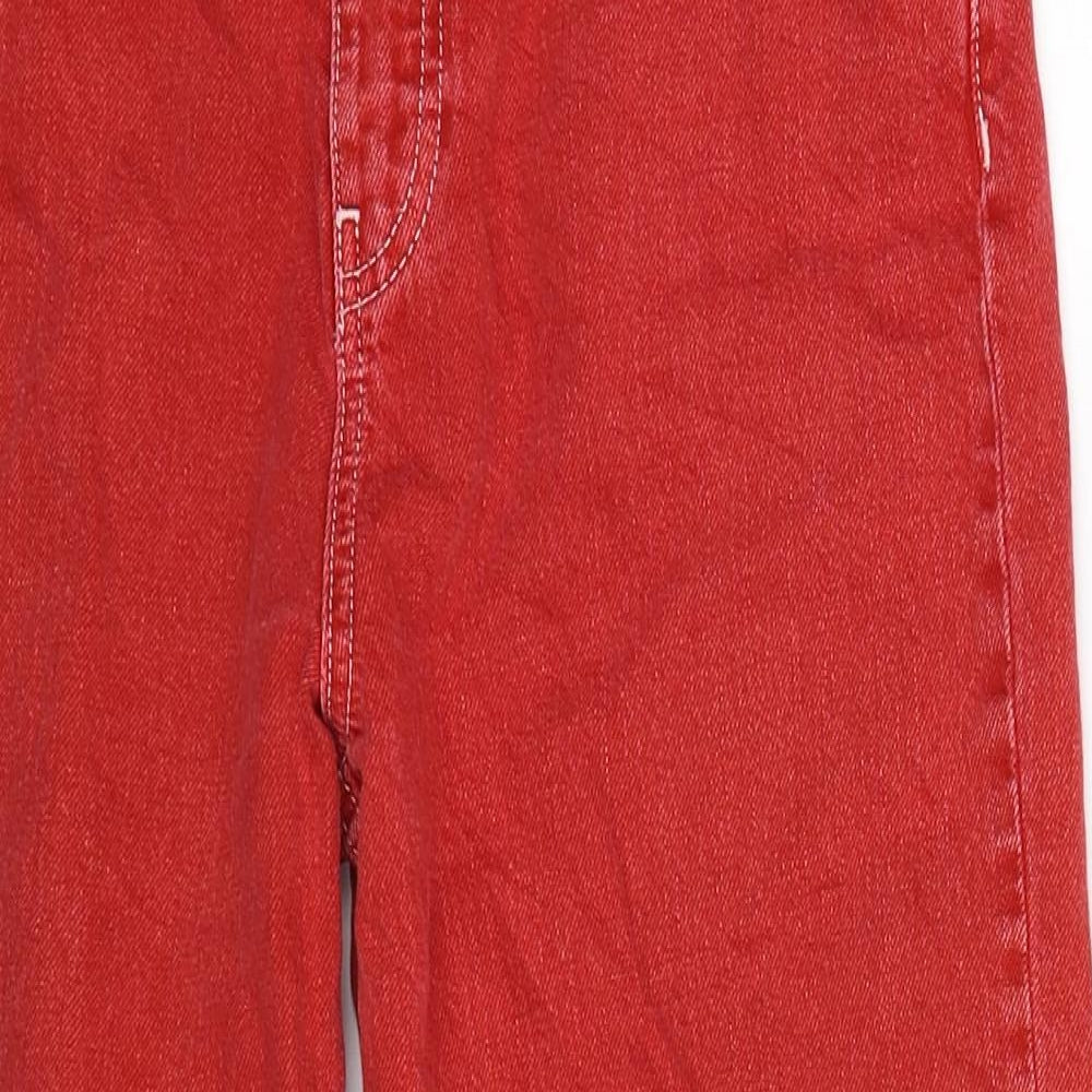 Zara Womens Red  Denim Cropped Jeans Size 8 L24 in