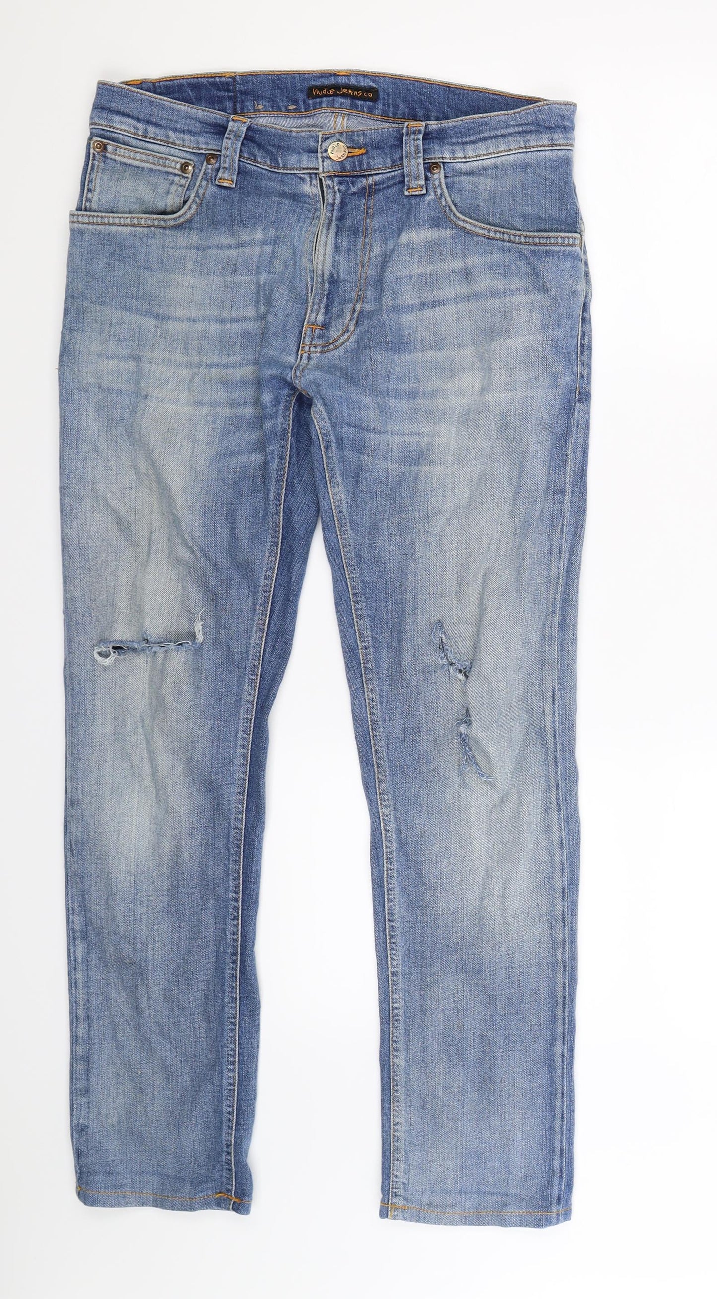 Nudie Mens Blue  Denim Straight Jeans Size 32 L30 in