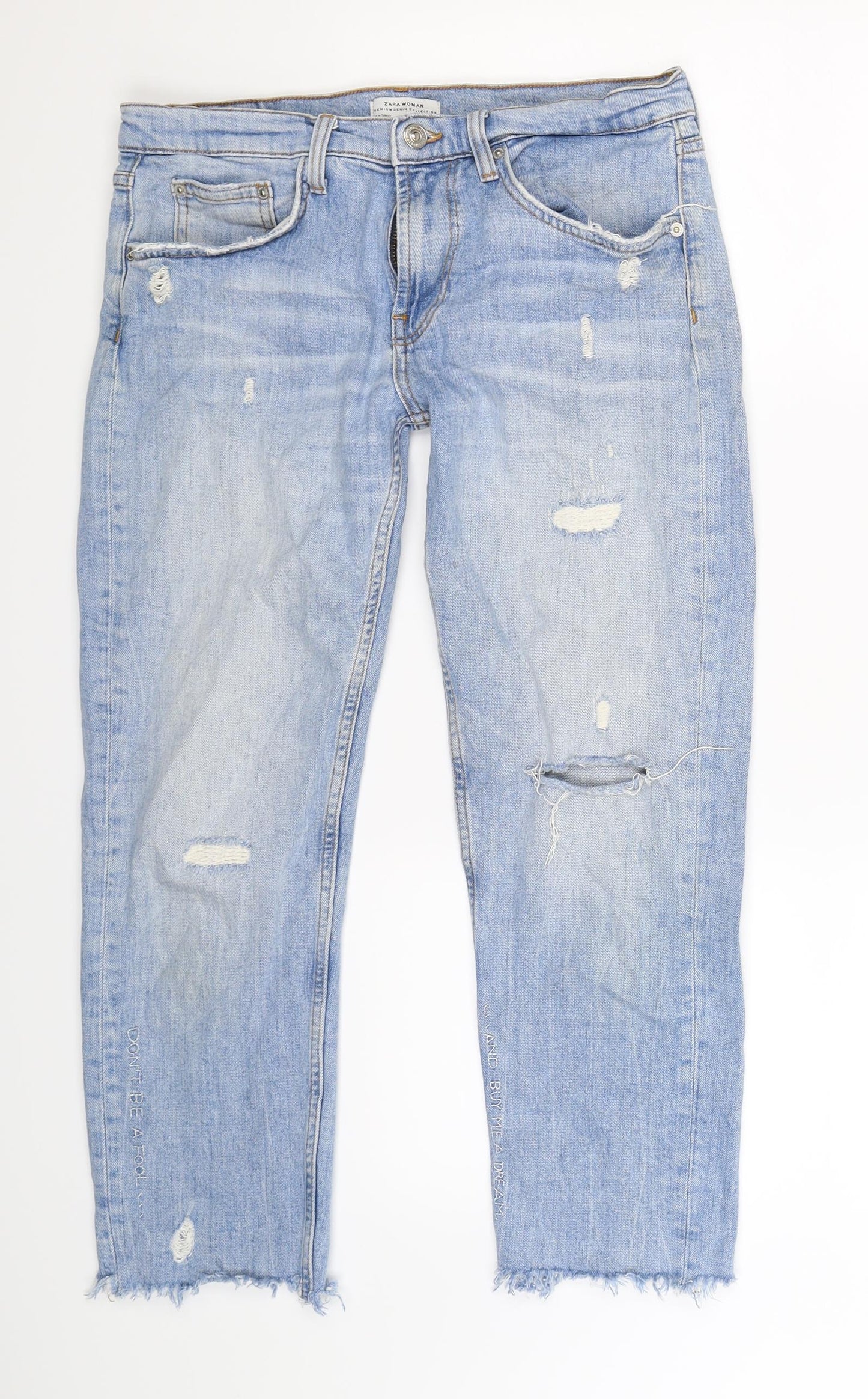 Zara Womens Blue  Denim Cropped Jeans Size 8 L24 in