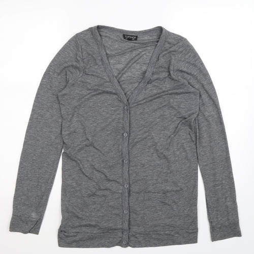 Topshop Womens Grey  Knit Cardigan Jumper Size 10