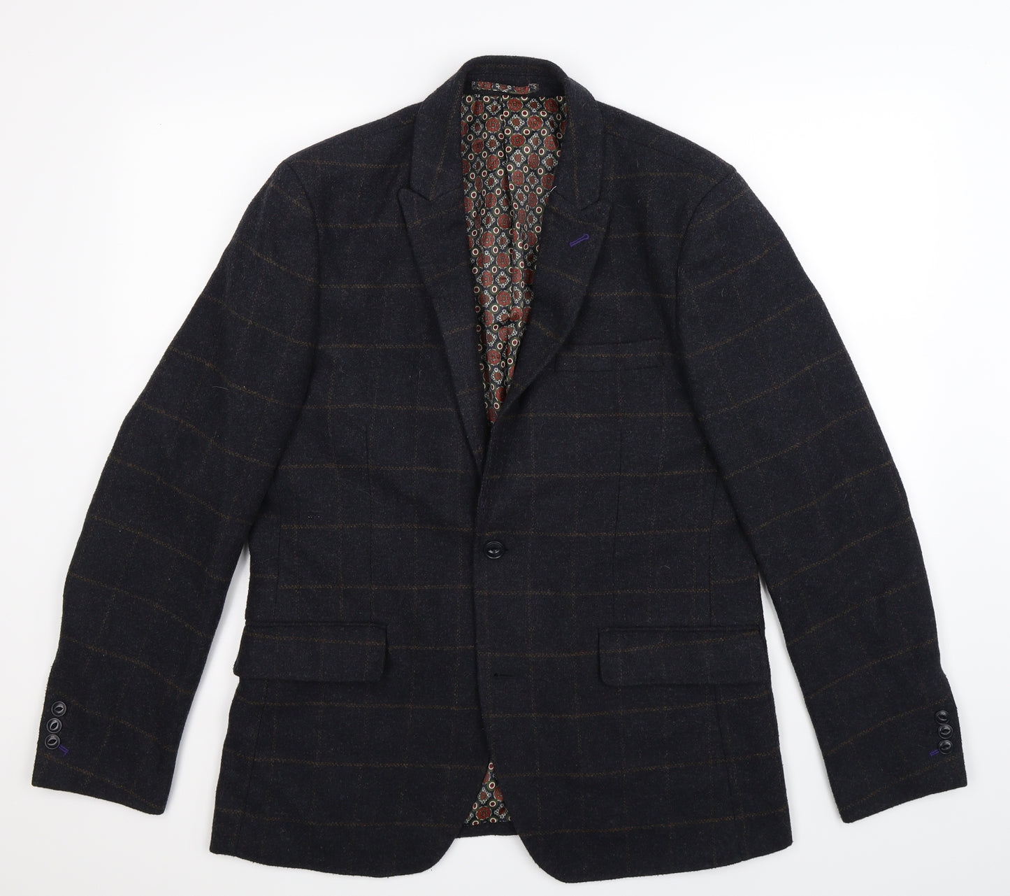 Louis Feraud Mens Blue Check  Jacket Blazer Size 42