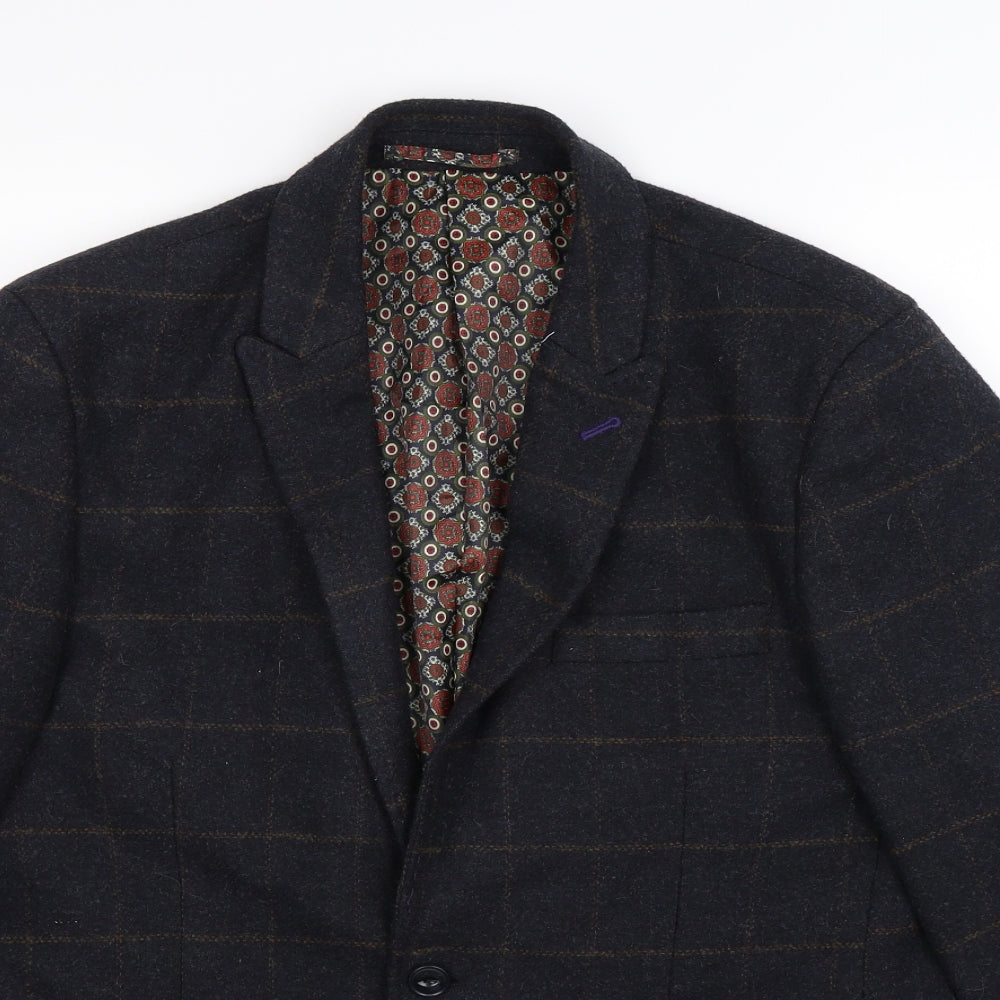Louis Feraud Mens Blue Check  Jacket Blazer Size 42