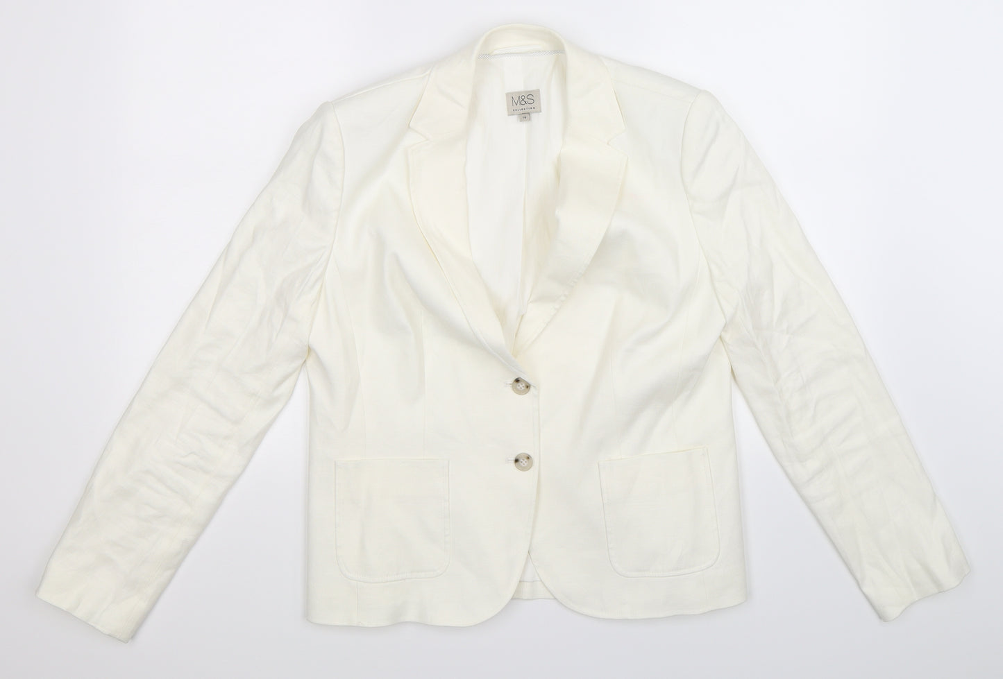 Marks and Spencer Womens White   Jacket Suit Jacket Size 14