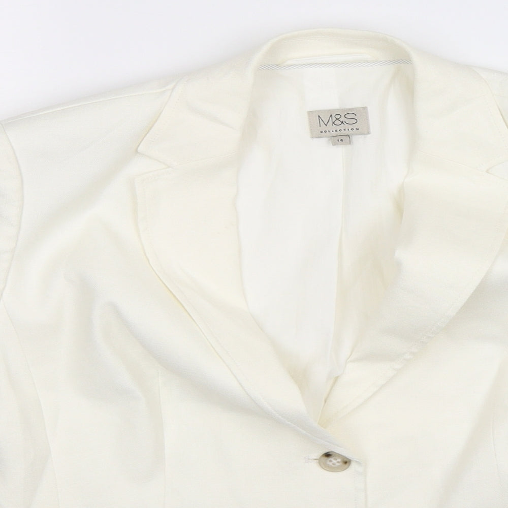 Marks and Spencer Womens White   Jacket Suit Jacket Size 14