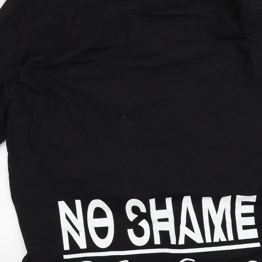 H&M Mens Black    Button-Up Size L