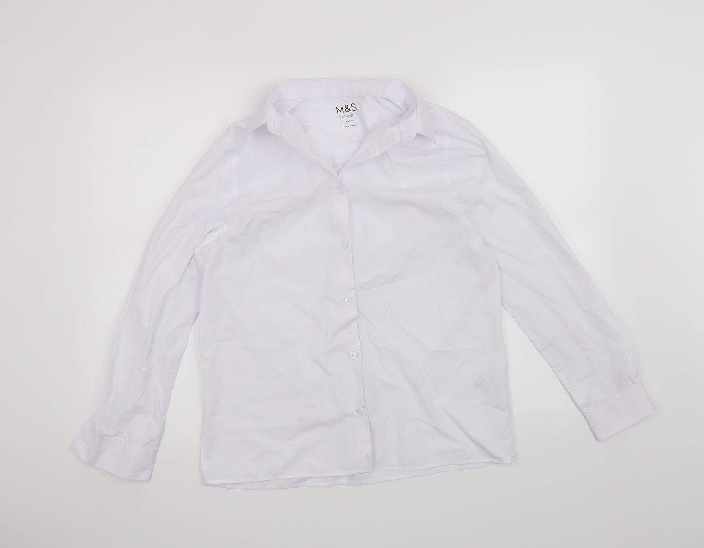 M&S Boys White   Basic Dress Shirt Size 14-15 Years  - School shirt