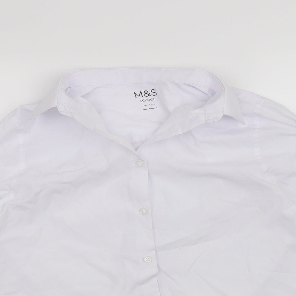 M&S Boys White   Basic Dress Shirt Size 14-15 Years  - School shirt
