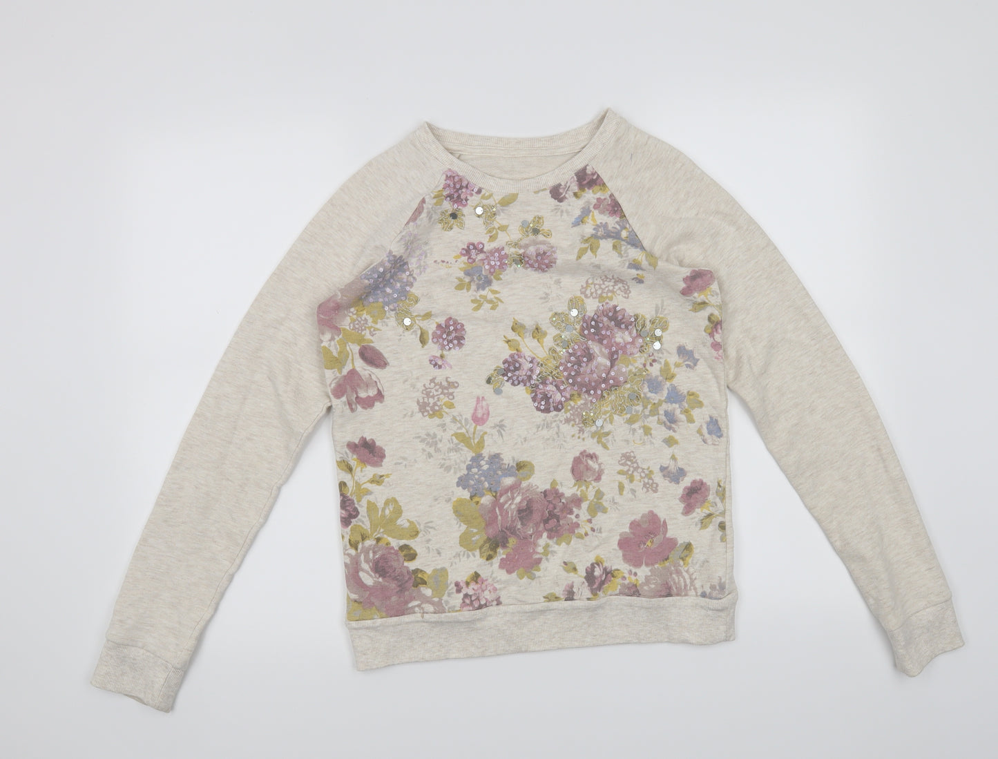 M&S Girls Beige Floral  Pullover Jumper Size 13-14 Years