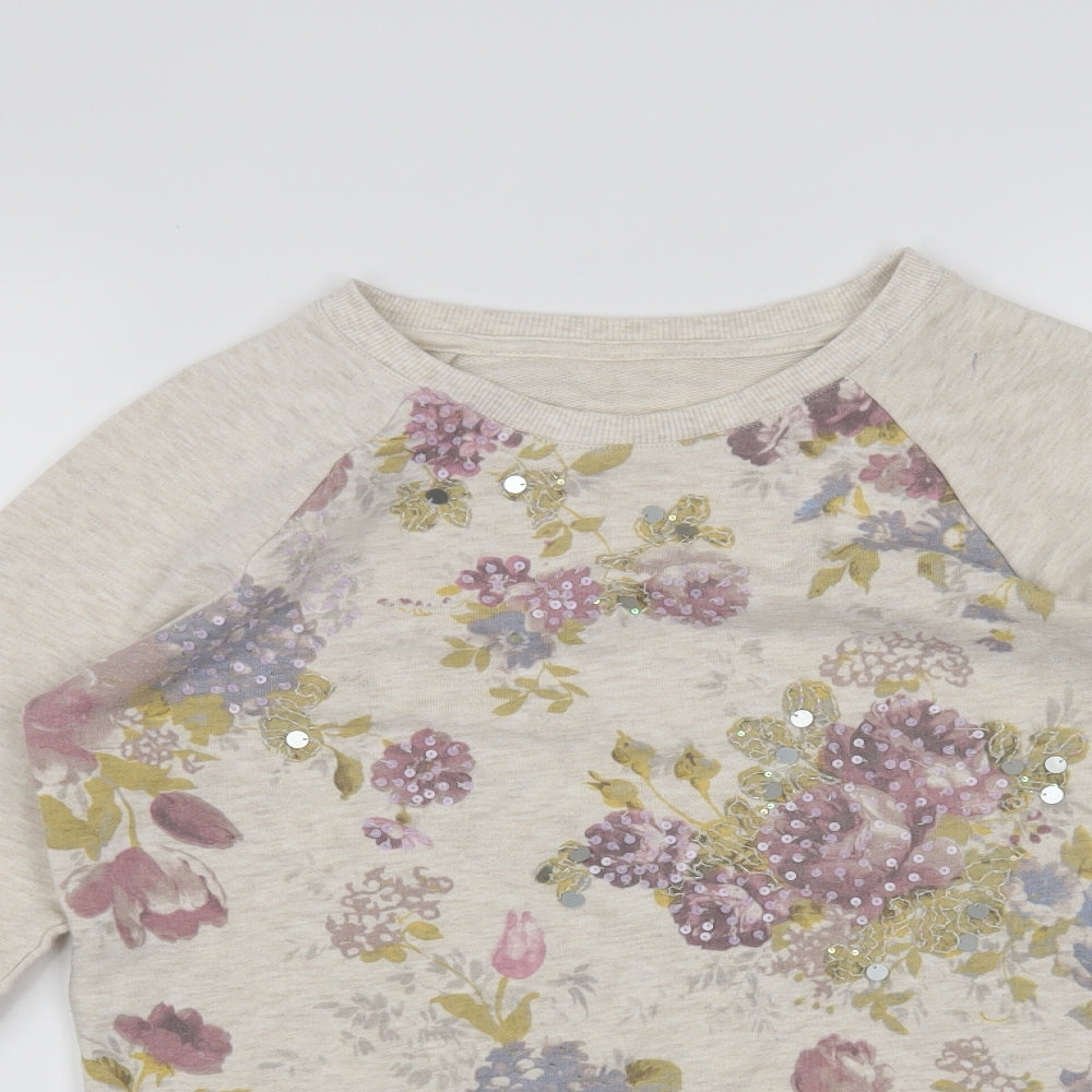 M&S Girls Beige Floral  Pullover Jumper Size 13-14 Years