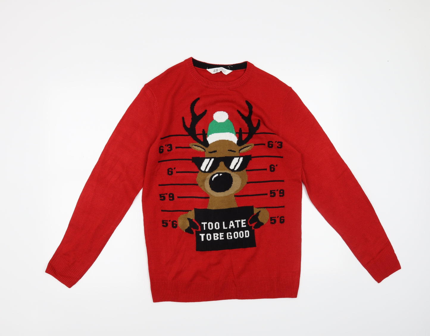 H&M Boys Red   Pullover Jumper Size 13-14 Years