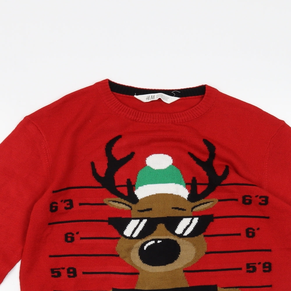 H&M Boys Red   Pullover Jumper Size 13-14 Years