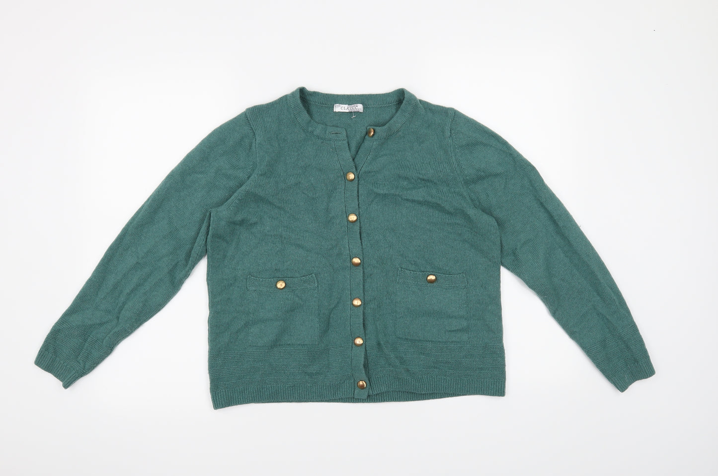 Classic  Womens Green   Cardigan Jumper Size 14