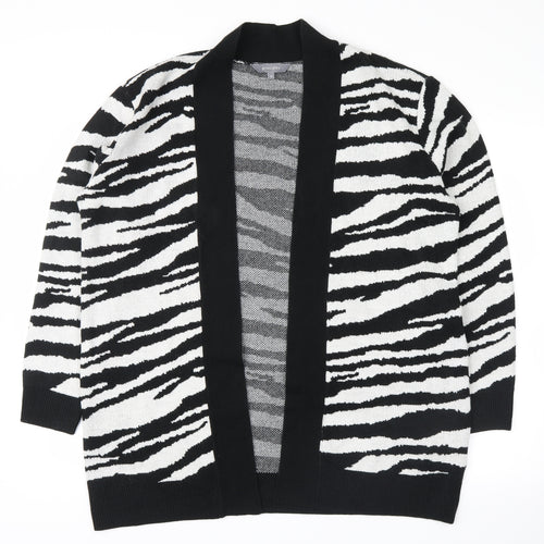 Principles Womens Black Animal Print  Cardigan Jumper Size 14