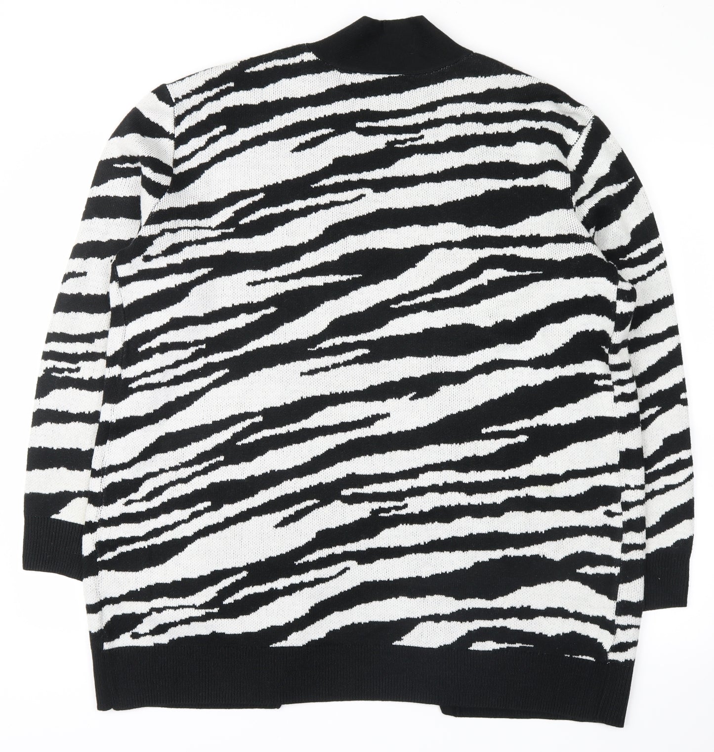 Principles Womens Black Animal Print  Cardigan Jumper Size 14