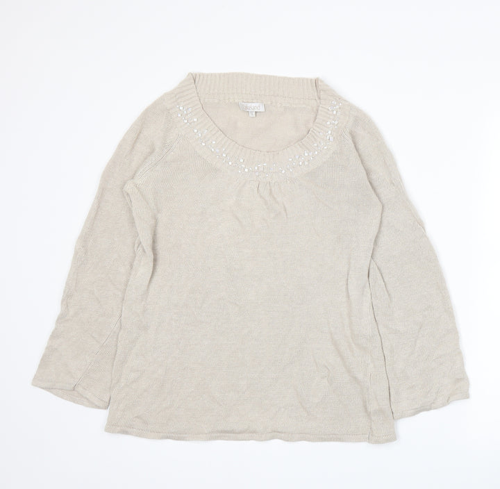 Lakeland Womens Beige  Knit Pullover Jumper Size 14