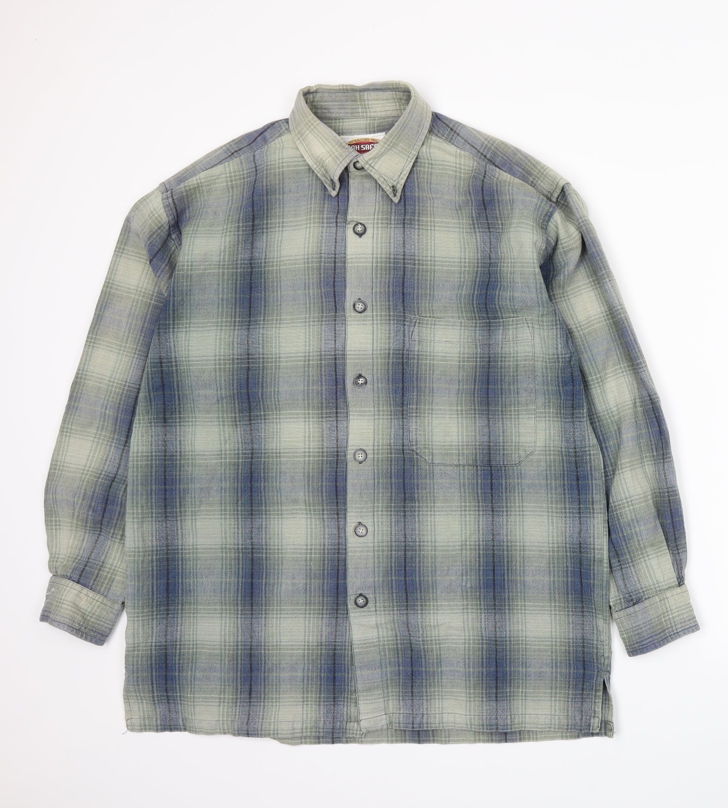 Shah Safari, Inc. Mens Green Plaid   Button-Up Size M