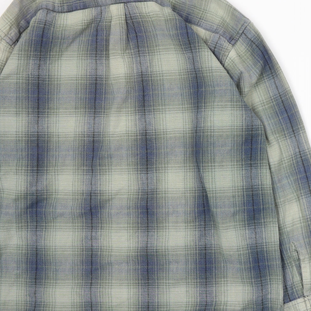 Shah Safari, Inc. Mens Green Plaid   Button-Up Size M