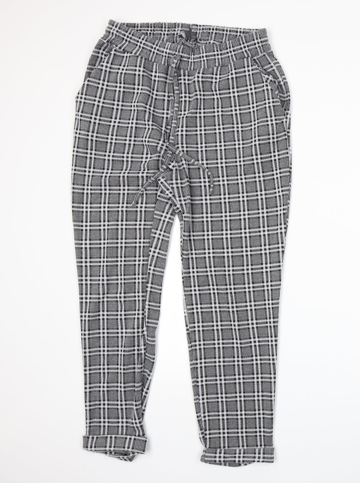 Primark Womens Grey Plaid  Trousers  Size 14 L25 in