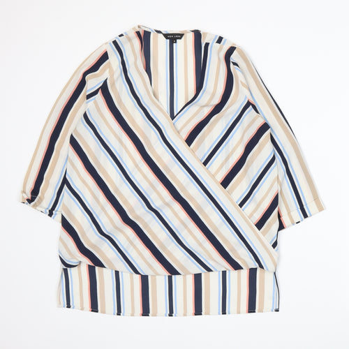 New Look Womens Multicoloured Striped  Basic Blouse Size 8
